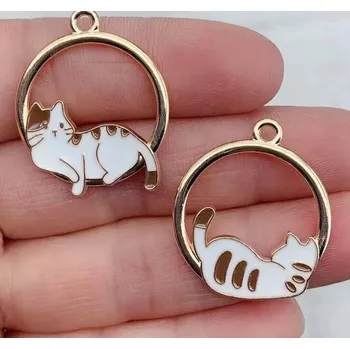 Přívěsek na klíče Přívěsek ležící kočka kotě 2ks dekorace s kotětem