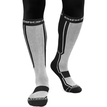 SIROKO Snowboardové ponožky z vlny SRX FEND B&W Černá XL ČERNÁ