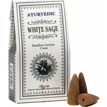 Vonná tyčinka Vonné kužely pro tekoucí dým Ajurvéda White Sage Backflow Incense Cones 10 ks
