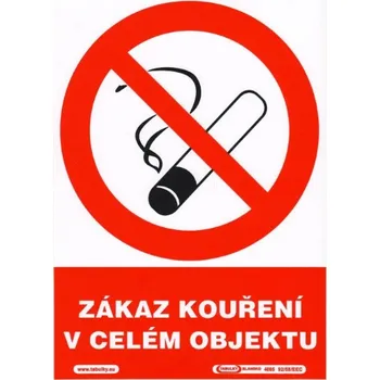 Zákaz kouření v celém objektu 210x297mm - samolepka