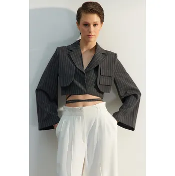 Dámské sako Dámské sako Trendyol pruhované Trendyol šedá 2298466