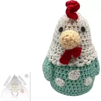 Velikonoční dekorace Dubový skřítek Veselá háčkovaná slepička - mintovo bílá