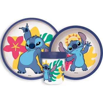 dětská jídelní sada Talířek pro Děti, Stitch, Protiskluzový, Vhodný do Mikrovlnky, Disney