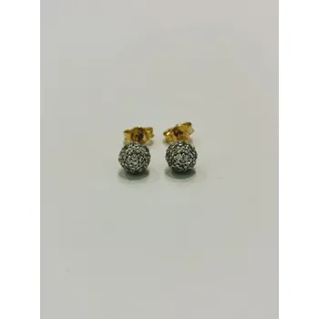 Náušnice Zlaté naušnice pecky, bílé zirkony, na puzetu