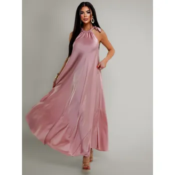 Dámské šaty Starorůžové saténové dlouhé maxi šaty CORALLINE