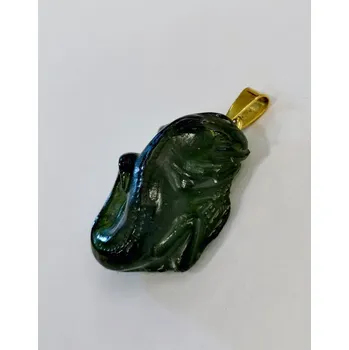 Přívěsek Vltavínový přívěšek ještěrky s ouškem ze žlutého zlata