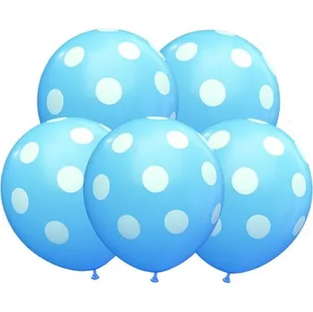 Balónek Balónky modré s puntíky 30 cm 5 ks
