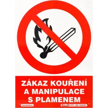 Zákaz kouření a manipulace s plamenem 210x297mm - samolepka