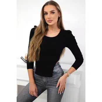 Dámská halenka Černá halenka s nabíranými rukávy Kesi černá 3090364