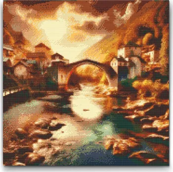 Diamantové malování Diamantové malování - Most za rozbřesku Velikost: 50x50cm, Rámování: Pouze srolované plátno, Diamanty: Kulaté