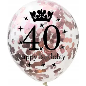Balónek Balónky s konfetami RŮŽOVÉ ZLATO k 40. NAROZENINÁM 5 ks