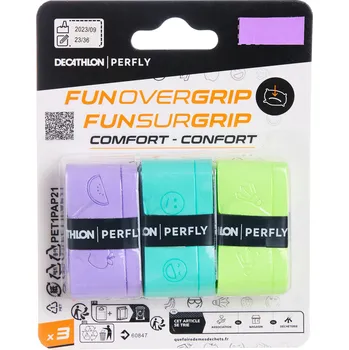 KUIKMA Sada badmintonových omotávek 3 ks FIALOVÁ|MODRÁ|ZELENÁ|ŽLUTÁ