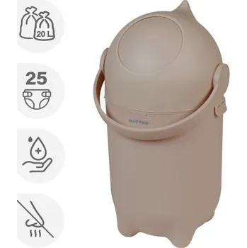 Koš na pleny NATTOU Koš na pleny Dropy Taupe 27 cm, 20l