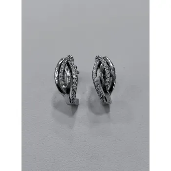 Náušnice Stříbrné naušnice s bílými zirkony na šroubek