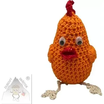 Velikonoční dekorace Dubový skřítek Barevná háčkovaná slepička - oranžová