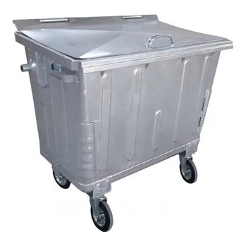 Popelnice Green City Kontejner žárově zinkovaný kovový 660 l ploché víko