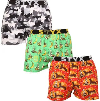 Trenýrky 3PACK pánské trenky Styx art sportovní guma vícebarevné (3B13497) XL Možnost vrácení zboží ZDARMA do 120 dnů!