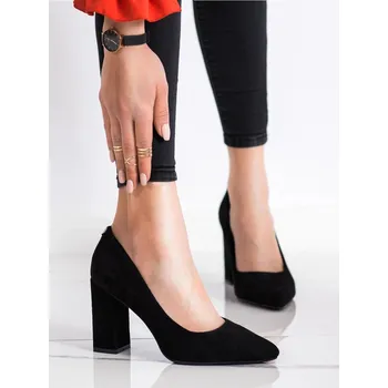 Dámské lodičky Sergio Leone Jedinečné dámské černé lodičky na širokém podpatku 39