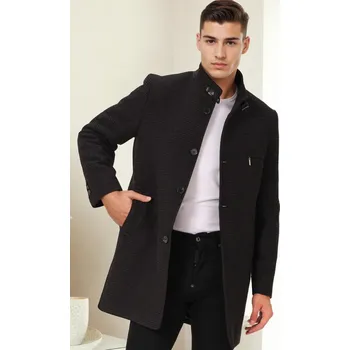 Pánská casual bunda PLT9367 DEWBERRY MEN'S COAT-STRAIGHT ANTHRACITE dewberry černá 3277479