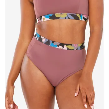 Dámské plavky OLAIAN Dámské plavky spodní díl na surf s vysokým pasem Rosa XL FIALOVÁ|RŮŽOVÁ