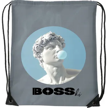 turistický batoh SÁČEK BATOH Šedý školní na trénink wf boty posilovna BOSSKI BOSKI WB_052