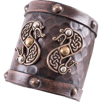 Karnevalový kostým Battle Merchant Kožený šněrovací nátepník s dvouhlavými draky (1ks)