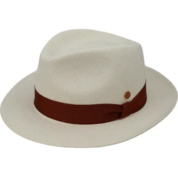 Klobouk Panamský klobouk Trilby bělený se zrzavou stuhou - ručně pletený, UV faktor 60 - Mayser Maleo Velikost: 59 cm (L)