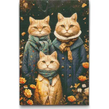 Diamantové malování Diamantové malování - Kočičí rodina Velikost: 40x60cm, Rámování: Pouze srolované plátno, Diamanty: Kulaté