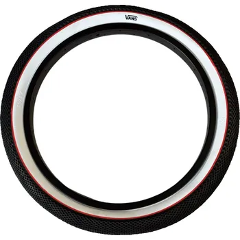 Plášť na kolo BMX plášť Cult VANS černo bílá s červeným pruhem 20 x 2.40"