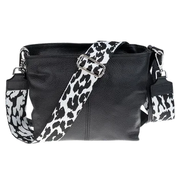 Kabelka NovaKabelka.cz Kožená italská crossbody kabelka Batilda Nera s přídavným popruhem