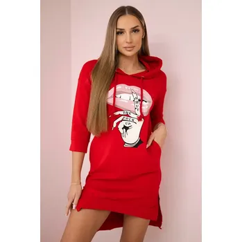 Dámské šaty Šaty s delším zadním dílem a barevným červeným potiskem Kesi červená 3107855