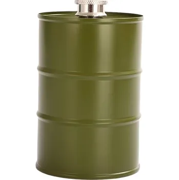 Placatka NAKIDA Likérka na alkohol barel nerezový sud 750ml zelený