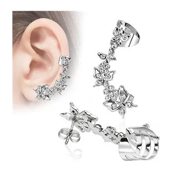 Náušnice OP1005-CL Náušnice s klipem - čiré zirkony