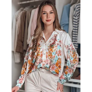 Béžová halenka s květinovým vzorem BLOSSIVA DY0464 Velikost: ONE SIZE