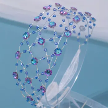 B-TOP Síťovaná čelenka do vlasů zdobená krystaly nebo perlami Druh barvy: Modrá