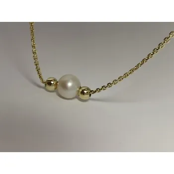 Náhrdelník Zlatý náhrdelník ze žlutého zlata s přírodní perlou