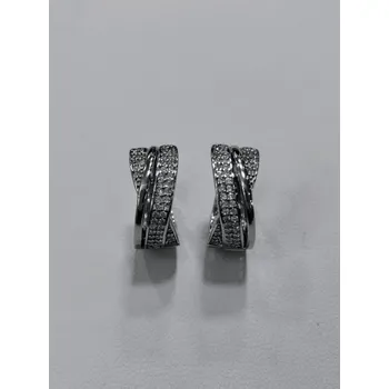 Náušnice Stříbrné naušnice se zirkony, rhodiované