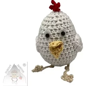 Velikonoční dekorace Dubový skřítek Barevná háčkovaná slepička - bílá