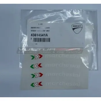 Polep vozidla VULTURBIKE Itálie Originální samolepky DUCATI Marchesini na ráfky kol DUCATI Bílá