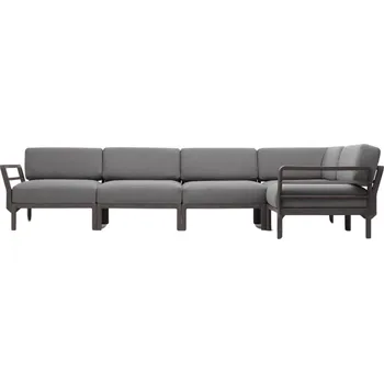 Zahradní pohovka Nardi Šedá zahradní rohová pohovka Maximo s hnědou podnoží 345 cm