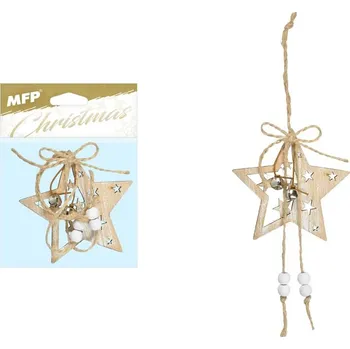 Vánoční dekorace MFP závěs hvězda dřevo 8cm 8886144