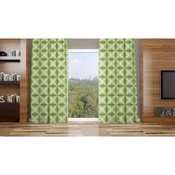 Závěs Orbytex Sleva (set 2 kusy) - zatemňovací závěs 3D zelené kostky - v.180cm kroužky