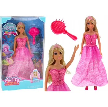 Panenka Anlily Mořská Panna Princezna Růžové Šaty Kartáč