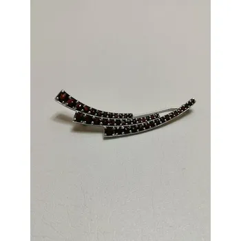 Brož Stříbrná brož s českými granáty, rhodiovaná