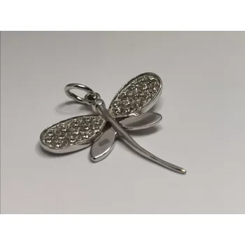 Přívěsek Zlatý přívěs vážka z bílého zlata s bílými zirkony