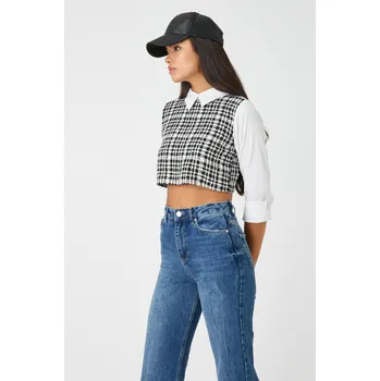 Dámská košile Dámská černá kostkovaná košile Koton Koton černá | šedá 2040867