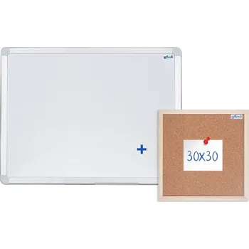 Flipchart Magnetická tabule AVELI 60x45 cm, hliníkový rám+korková nástěnka 30x30 cm SET-00090