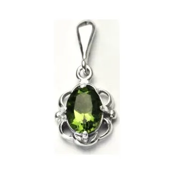 Šperk Stříbrný přívěsek přírodní vltavín - P1140 (Stříbrný přívěsek s vltavínem 8 x 6 mm)