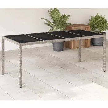 Zahradní stůl vidaXL Zahradní stůl se skleněnou deskou 190x90x75 cm polyratan [368129] Barva: světle šedá