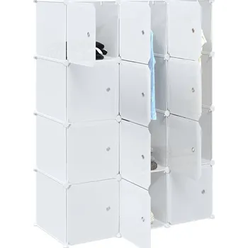 Šatní skříň vidaXL Úložný organizér s 12 kostkami a závěsnými tyčemi PP [4019583] Barva: Bílá